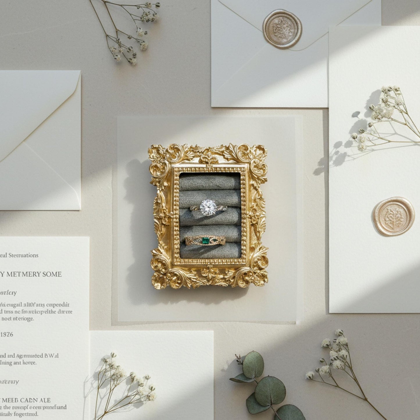 Vintage wedding ring holder, Wedding ring display frame, Flat lay ring holder frame,Elegant ring stand wedding,Wedding jewelry box organizer