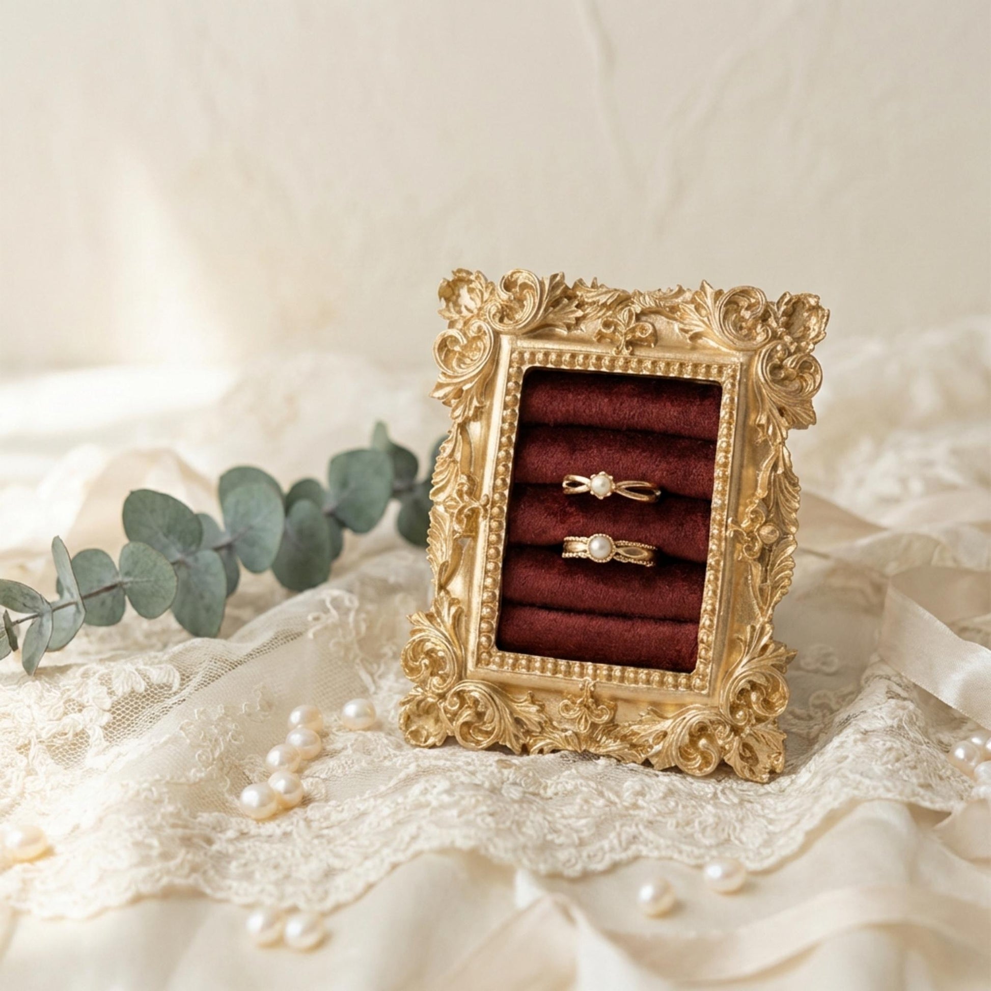 Vintage wedding ring holder, Wedding ring display frame, Flat lay ring holder frame,Elegant ring stand wedding,Wedding jewelry box organizer