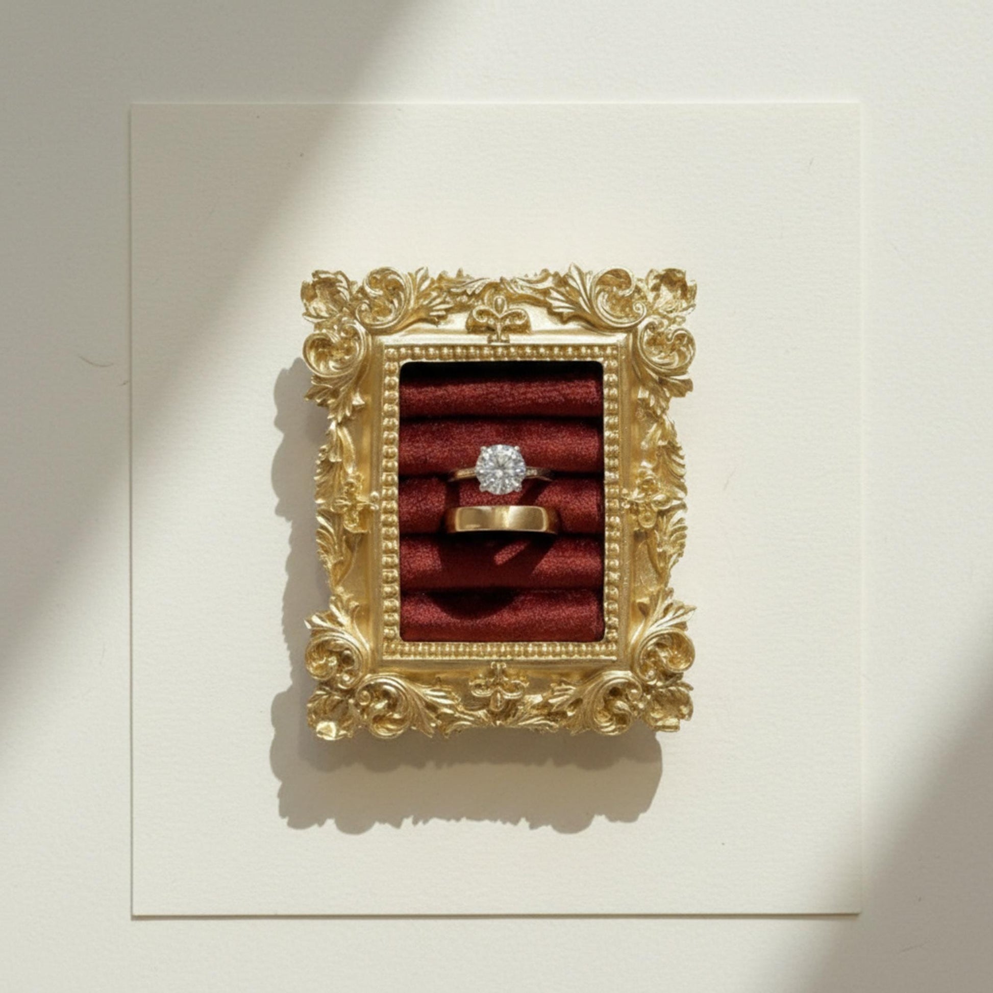 Vintage wedding ring holder, Wedding ring display frame, Flat lay ring holder frame,Elegant ring stand wedding,Wedding jewelry box organizer