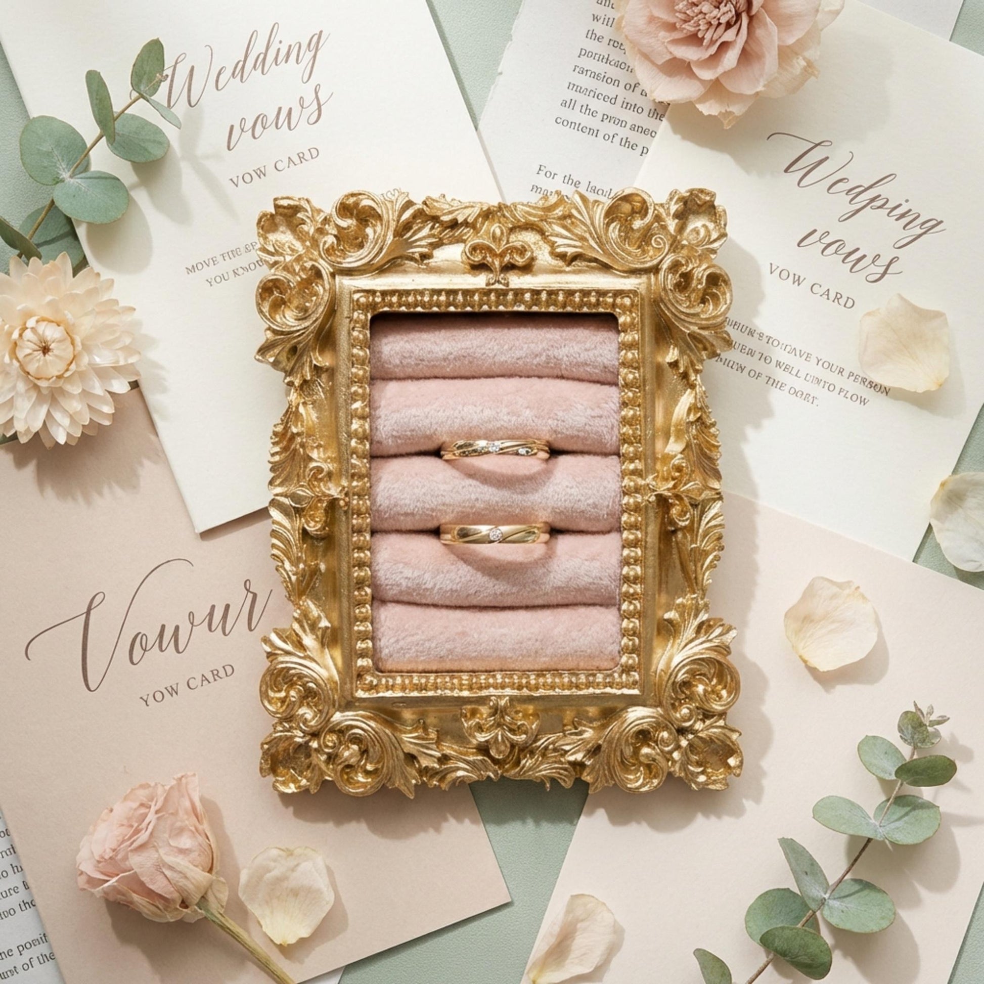 Vintage wedding ring holder, Wedding ring display frame, Flat lay ring holder frame,Elegant ring stand wedding,Wedding jewelry box organizer