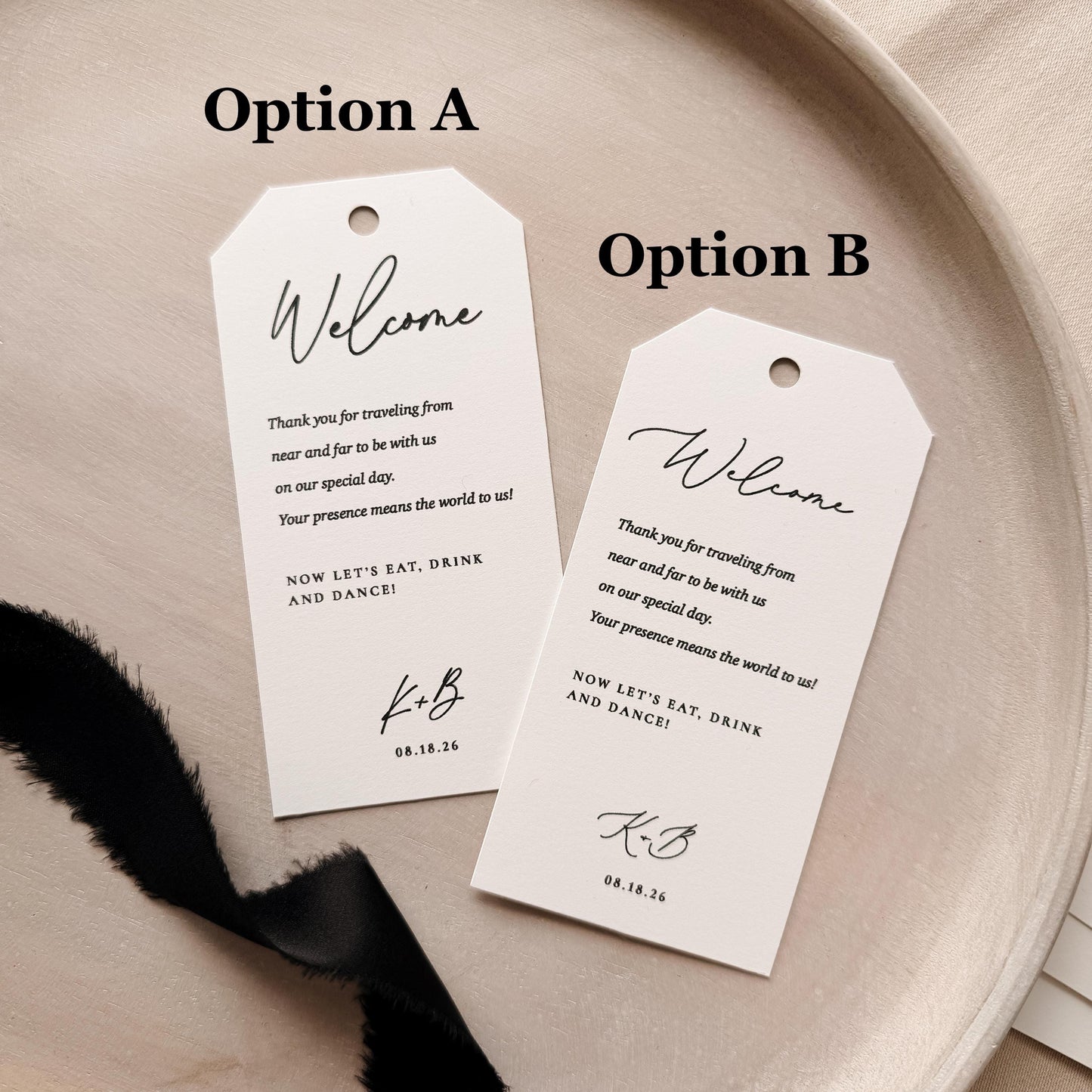 Personalized Wedding Welcome Bag Tags, Custom Hotel Gift Tags (2.4 x 4.75 inches)