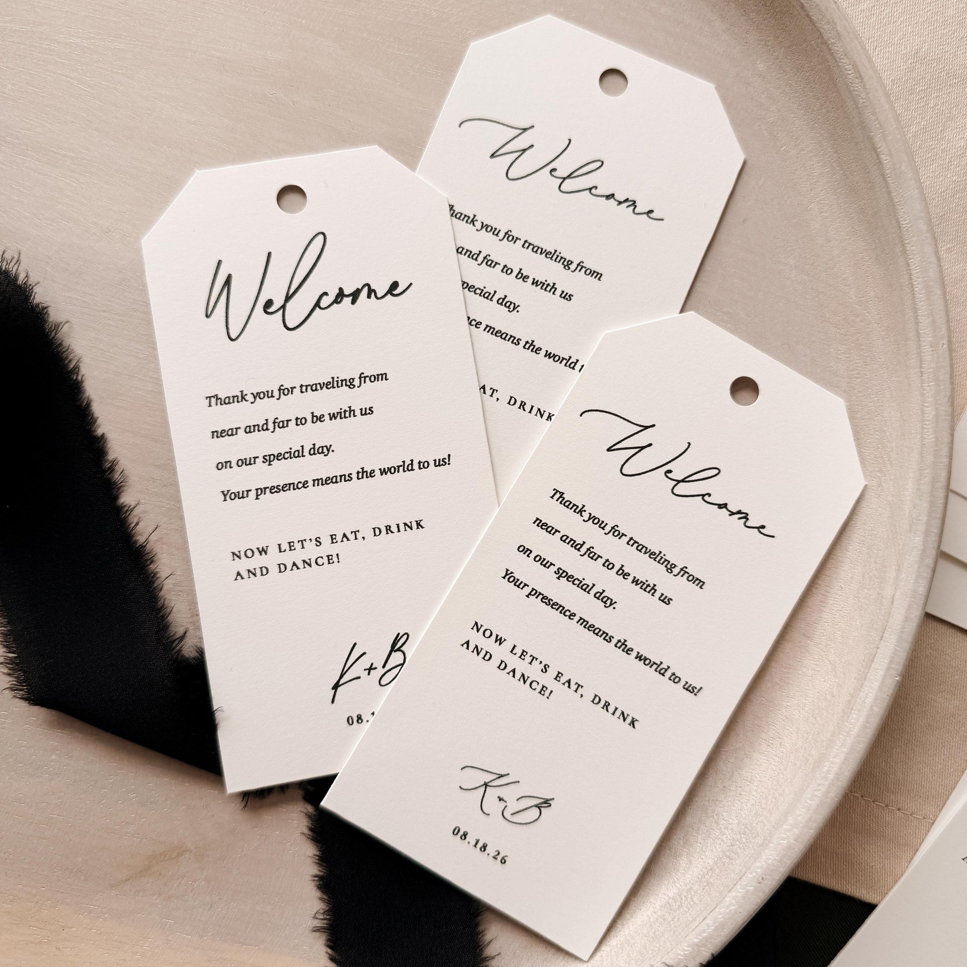Personalized Wedding Welcome Bag Tags, Custom Hotel Gift Tags (2.4 x 4.75 inches)