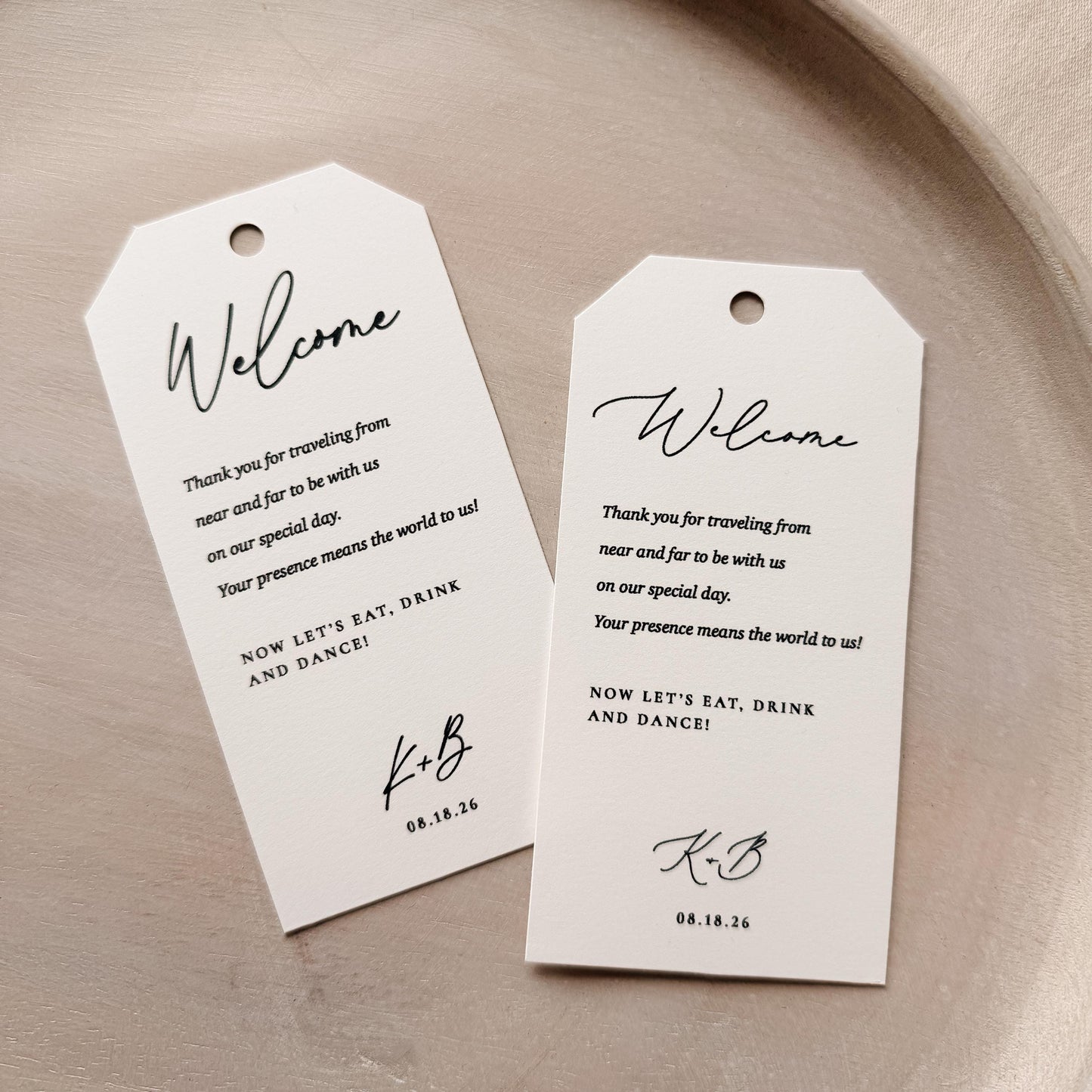 Personalized Wedding Welcome Bag Tags, Custom Hotel Gift Tags (2.4 x 4.75 inches)