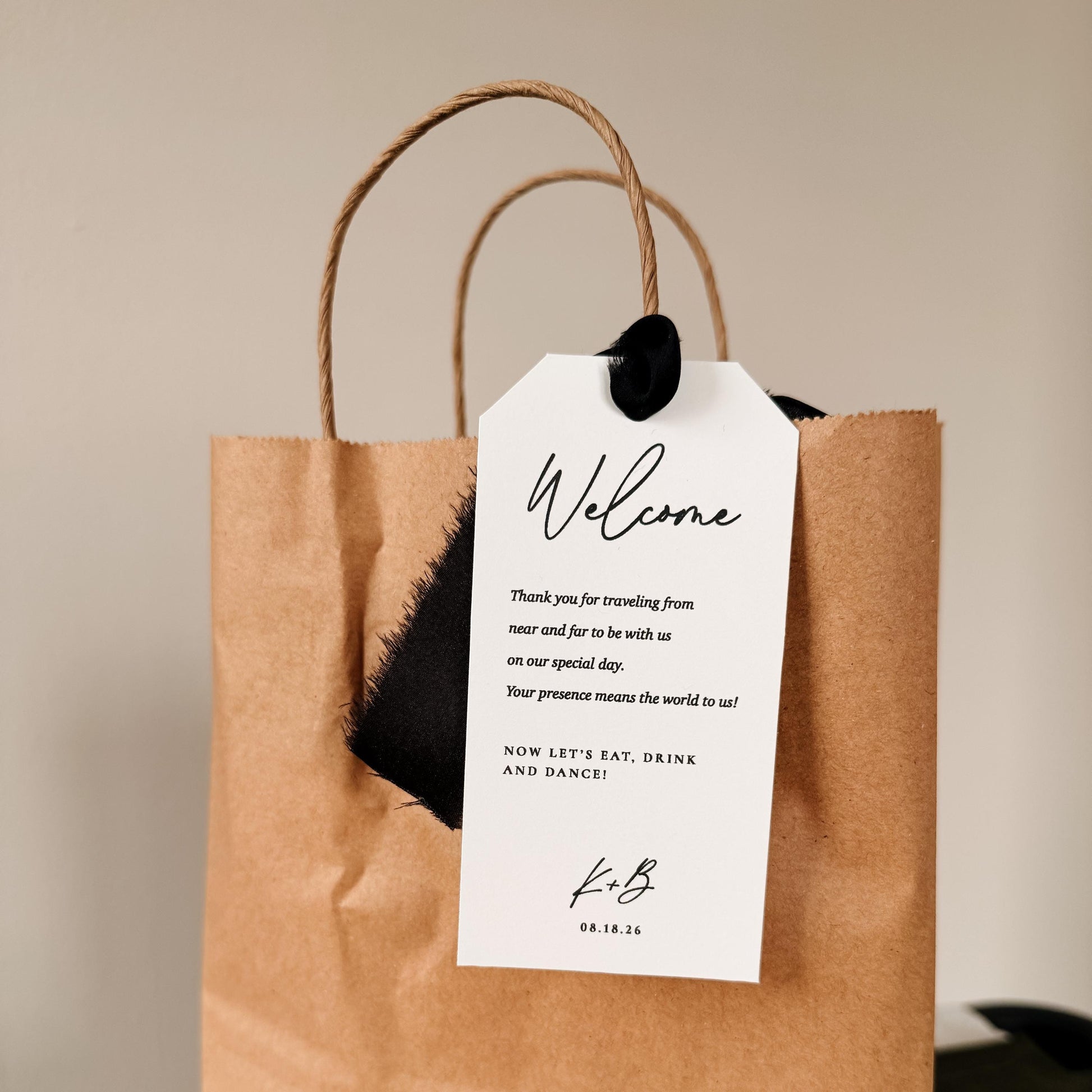 Personalized Wedding Welcome Bag Tags, Custom Hotel Gift Tags (2.4 x 4.75 inches)