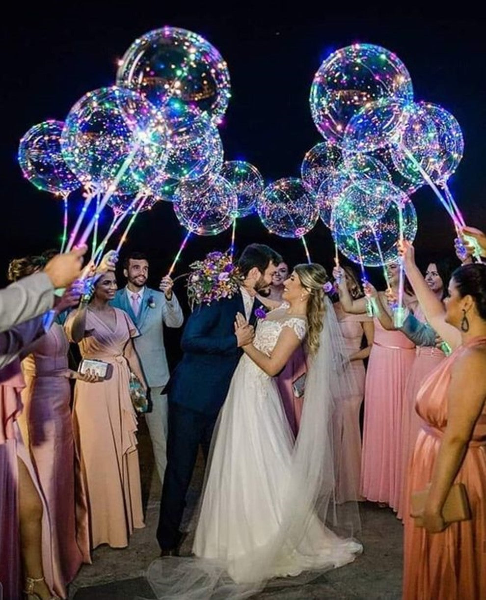 LED Bobo Balloons with Sticks for Weddings, Bridal Showers, Birthdays & More Parties