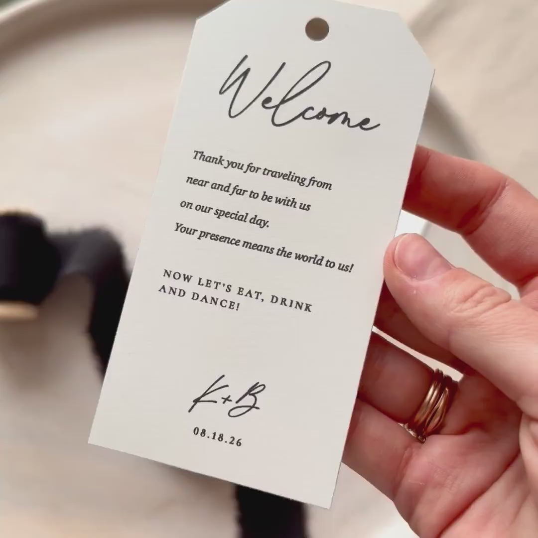 Personalized Wedding Welcome Bag Tags, Custom Hotel Gift Tags (2.4 x 4.75 inches)