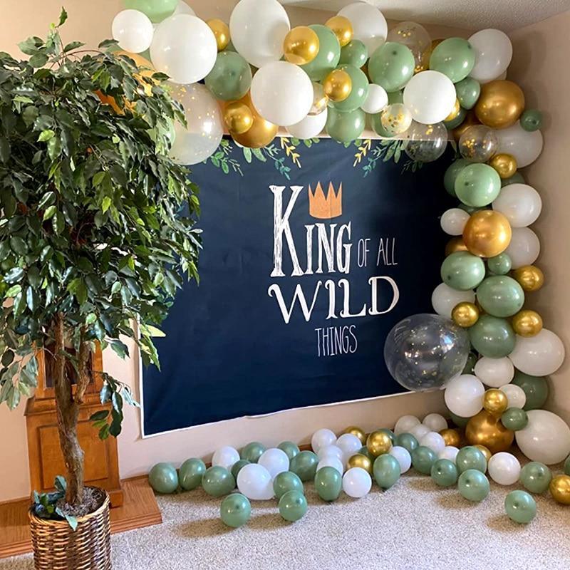 119Pcs Vintage Green White Gold Latex Balloon Garland Arch Kit for Kids Jungle Birthday Party Baby Shower Wedding Decorations - If you say i do