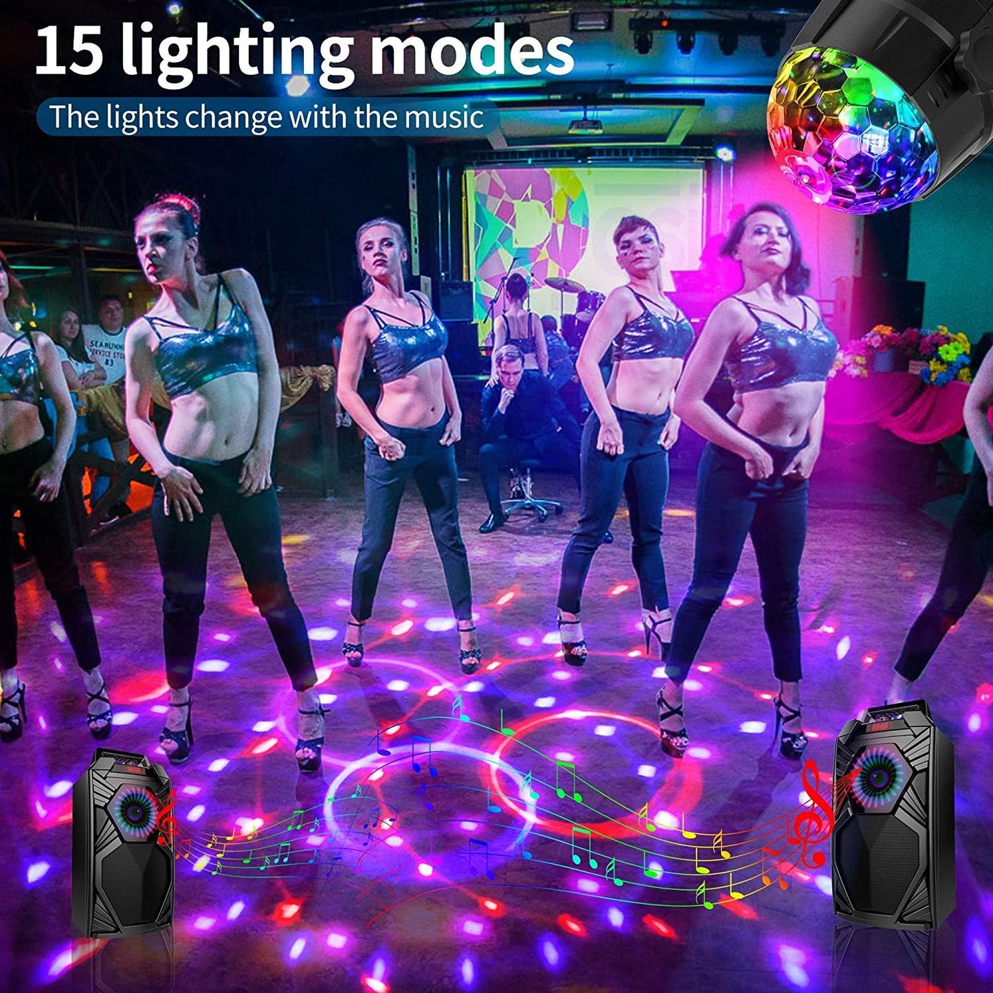 15 Colors Disco Light Ball, Sound Activated Strobe Light With Remote Control for Home Glow Birthday Wedding Parties - If you say i do