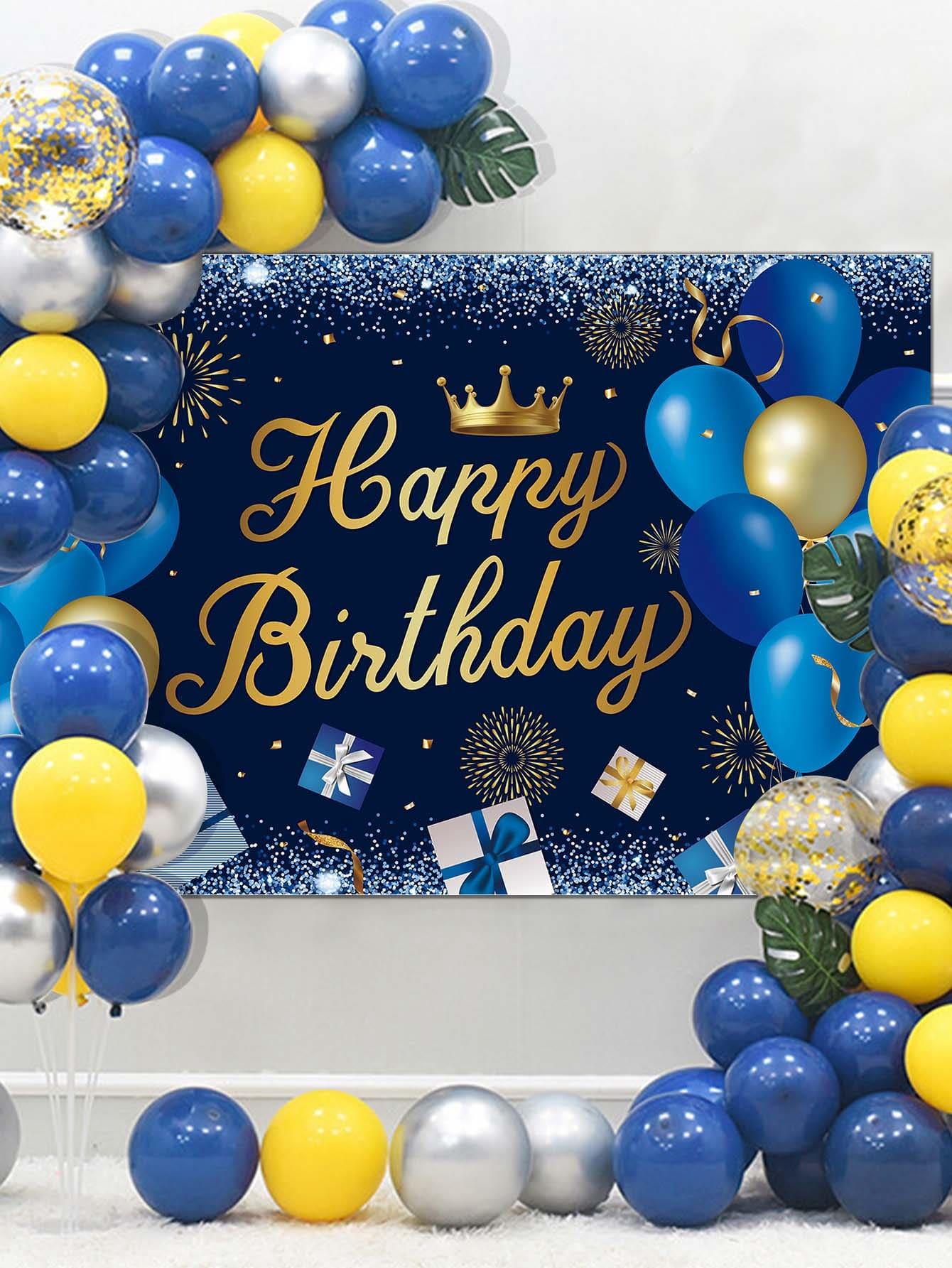 Navy and Gold Birthday Party Decorative Background Cloth - If you say i do