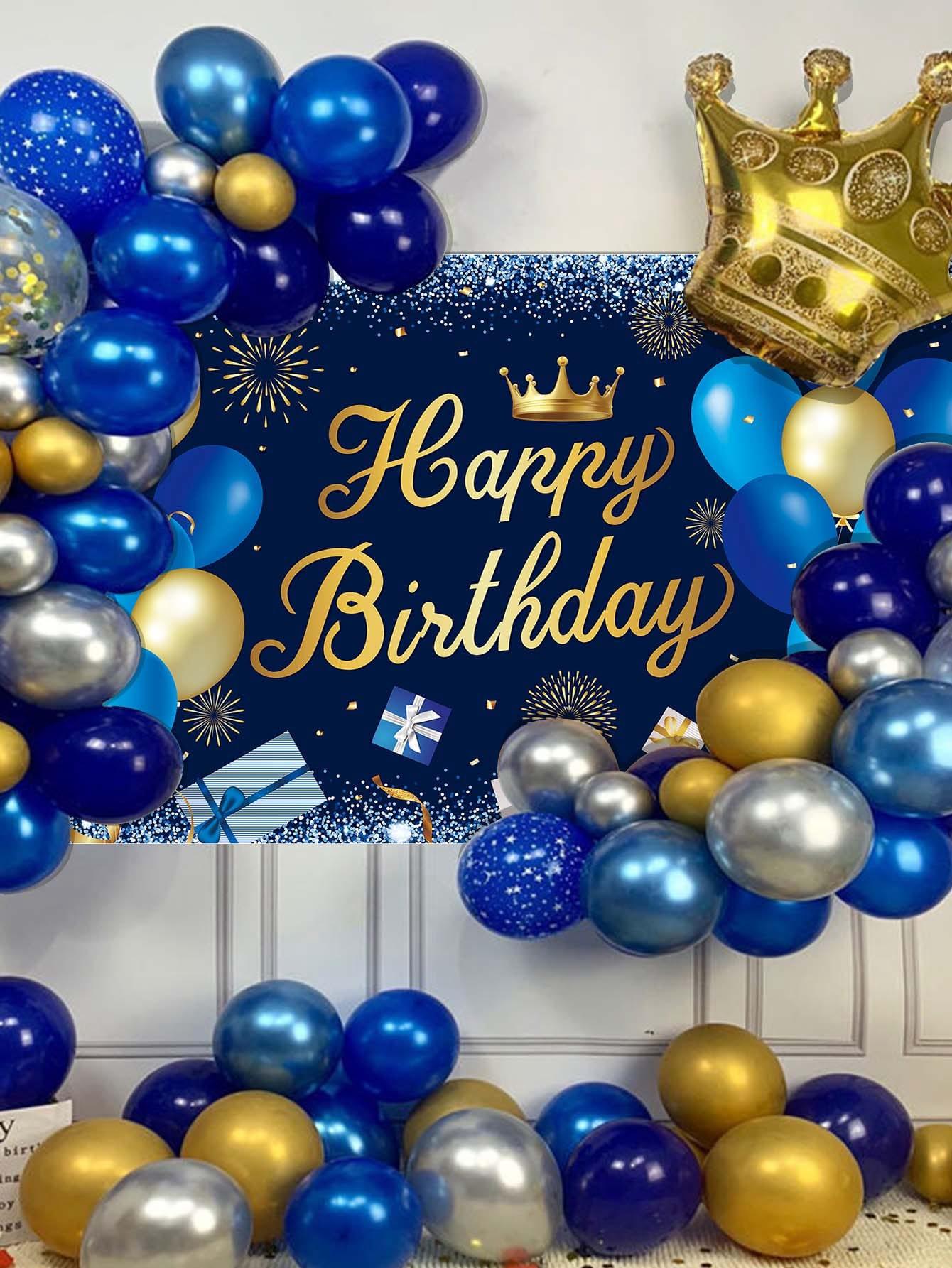 Navy and Gold Birthday Party Decorative Background Cloth - If you say i do