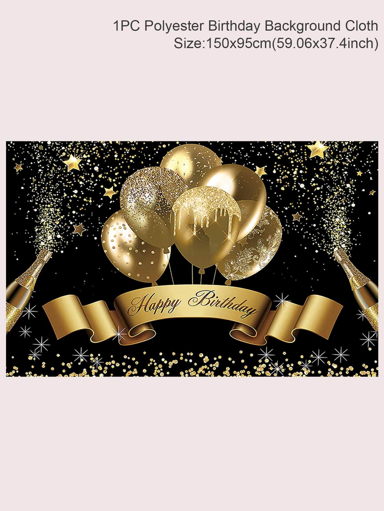 1pc Black Gold Balloon Birthday Party Backdrop Decorative Background Cloth - If you say i do