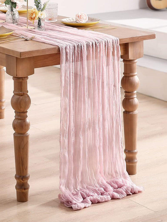 1pc Wedding Reception Table Runner, 90x300cm Pink Table Decoration Mesh For Home Party Decor - If you say i do