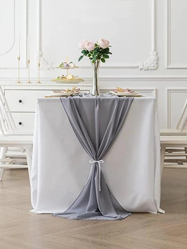 2 Pieces 10ft Chiffon Light Gray Table Runner Romantic Chiffon Table Runner for Wedding Birthday - If you say i do