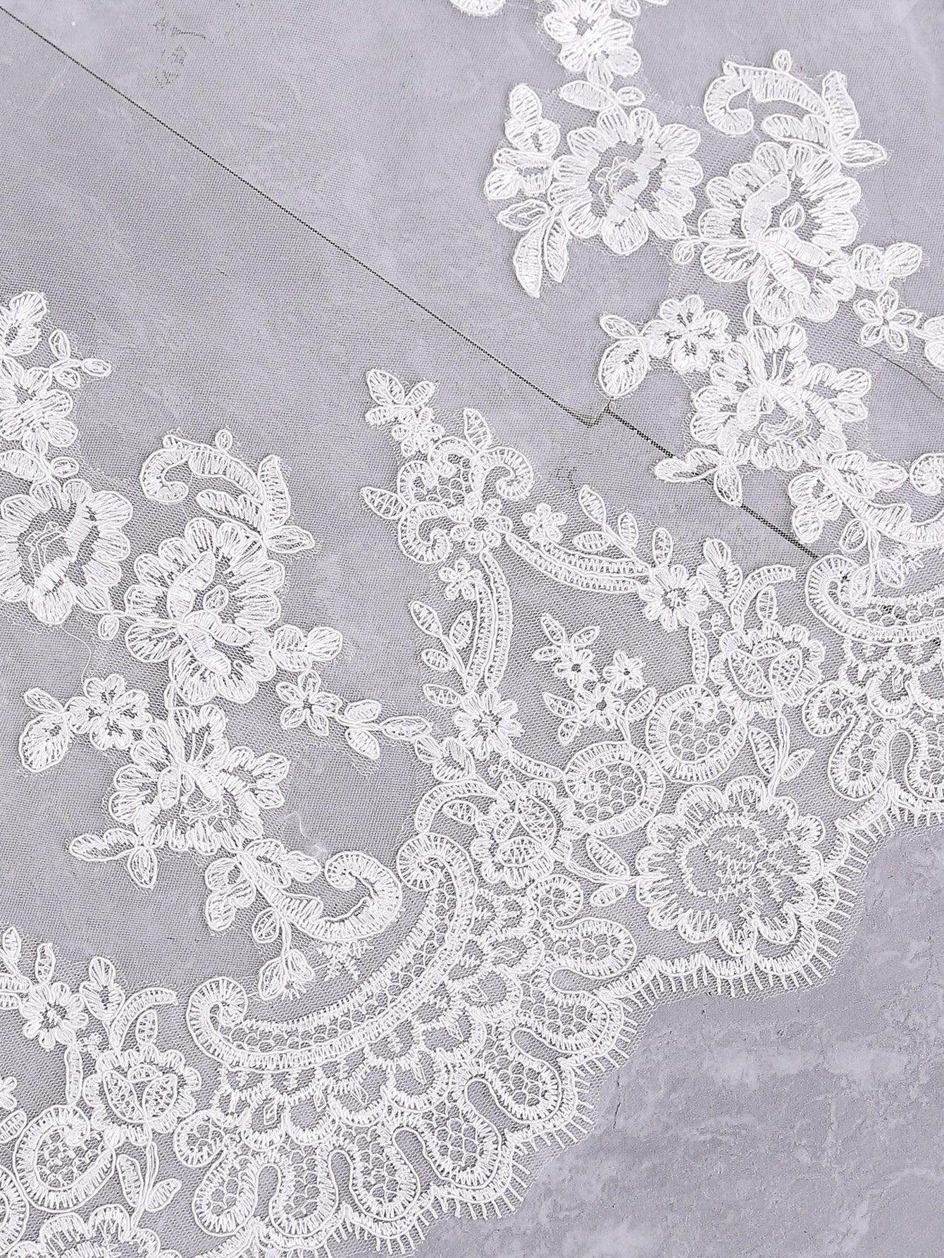 Timeless Floral Embroidered Bridal Veil - If you say i do