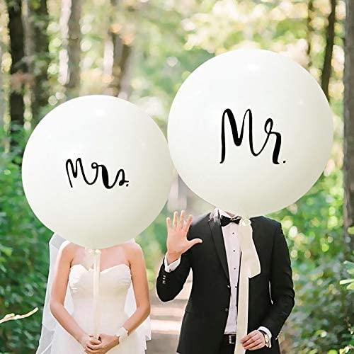 36inch Latex Round White Balloons with MR MRS Letter for Wedding Photo Booth - If you say i do