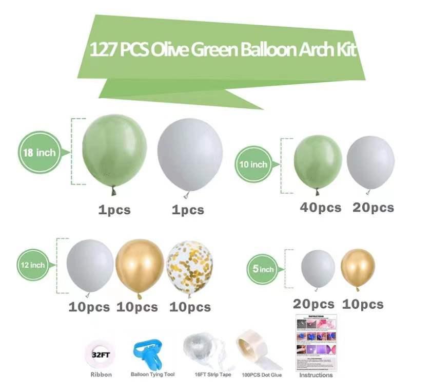 127PCS Olive Green Balloon Garland Arch Kit White Gold Confetti Balloons Retro Green Balloon and Gold Metallic Chrome Latex Balloons Set - If you say i do