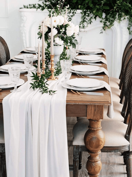 10ft White Chiffon Table Runner for Wedding - White Table Runner, Sheer Party Decor, Rustic Runners - If you say i do