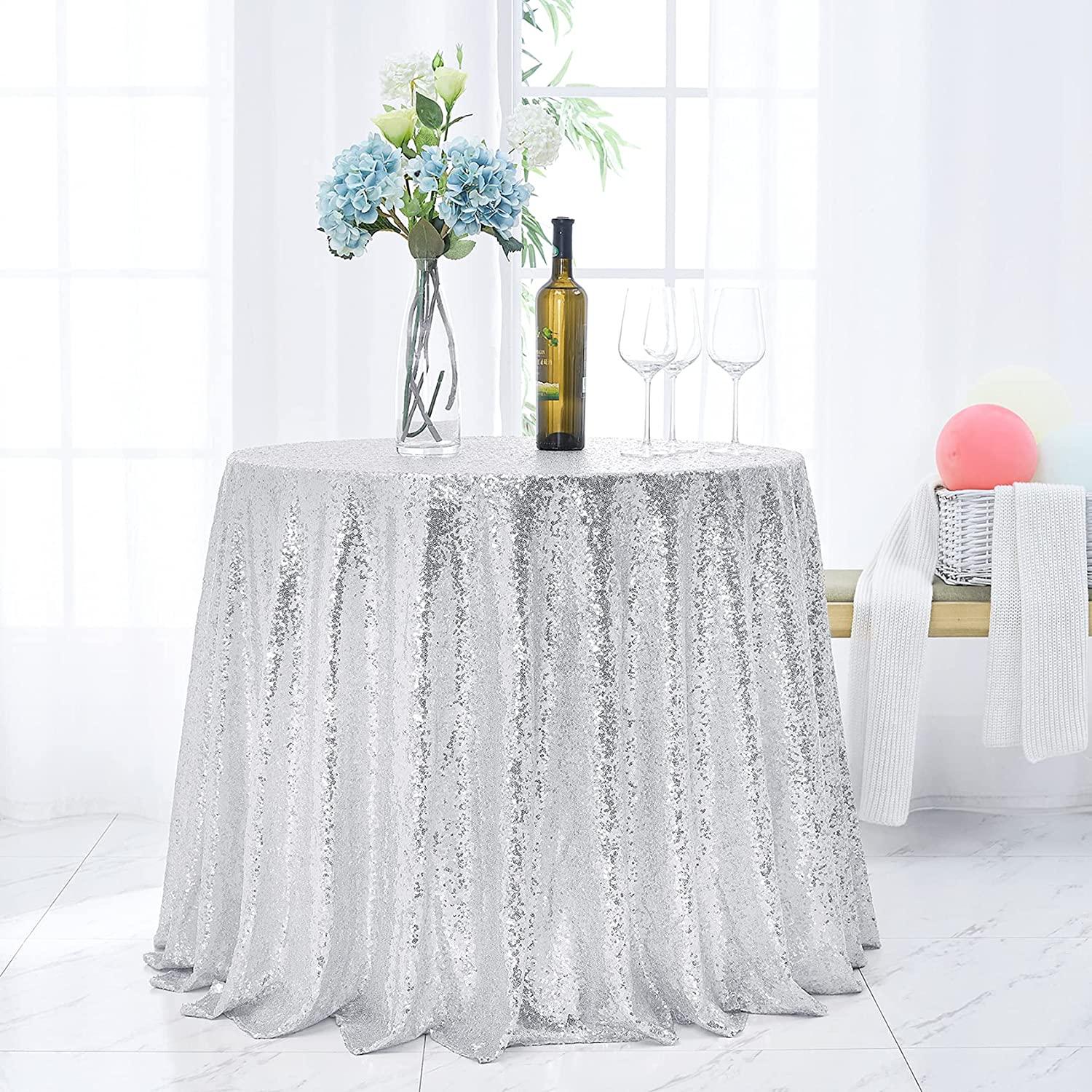 120 inch Round Sequin Tablecloth Wedding Arch, Glitter Tablecloth Arbor for Bridal Shower Decorations, Birthday, Wedding - If you say i do