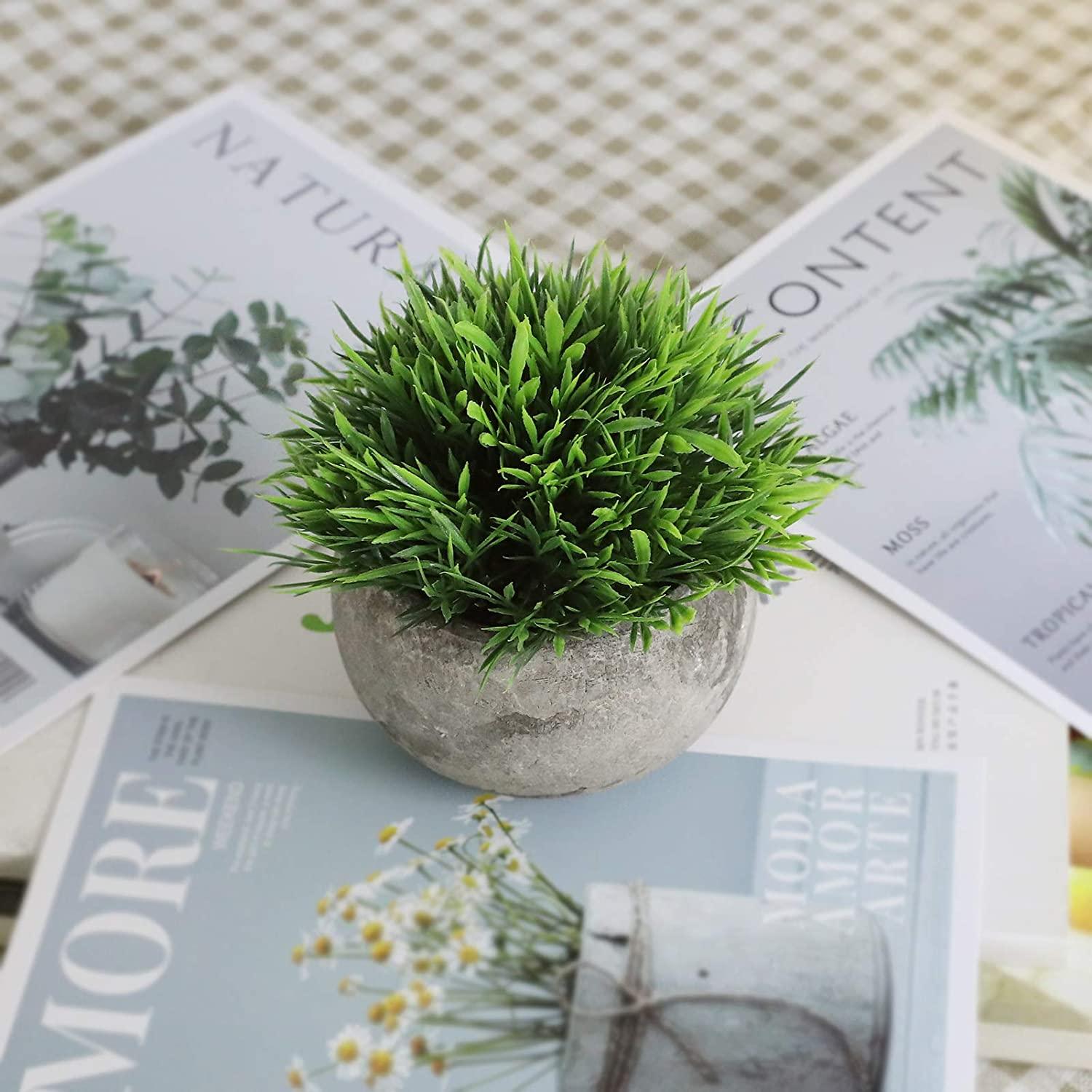 plastic office plants 2 Pcs Small Fake Plants for Home Decor Indoor,Artificial Faux Potted Greenery for House Office Decorations Latitude Run