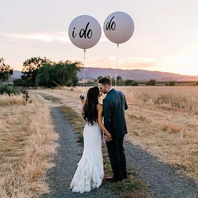 36inch Latex Round White Balloons with MR MRS Letter for Wedding Photo Booth - If you say i do