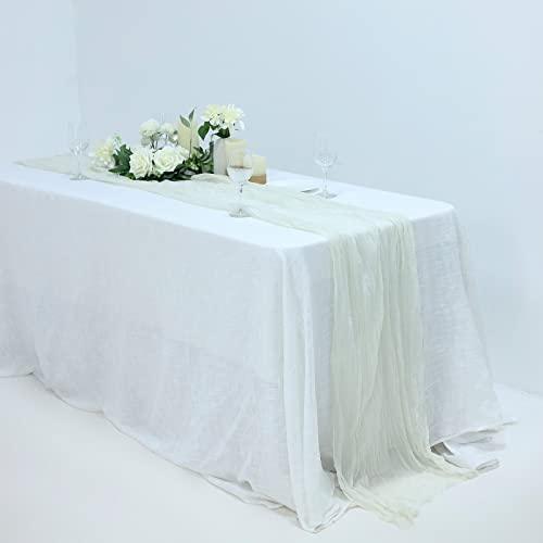 10FT Ivory Cheesecloth Table Runner, Gauze Fabric Boho Wedding Arbor Decor - If you say i do