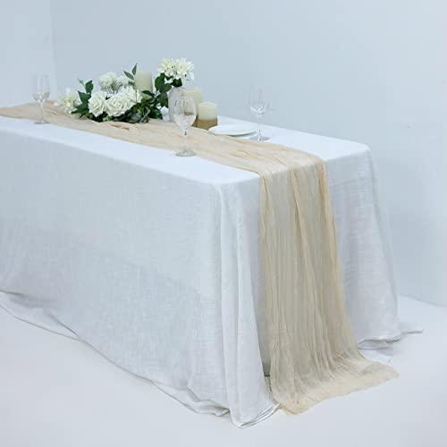 10FT Cream Cheesecloth Table Runner, Gauze Fabric Boho Wedding Arbor Decor - If you say i do