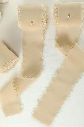 Champagne Chiffon Ribbon Fringe Sample Color Swatches 1-3/4" x 5Yd, 4 Rolls Handmade Ribbons for Wedding Invitations Bouquets Backdrop Decorations - If you say i do
