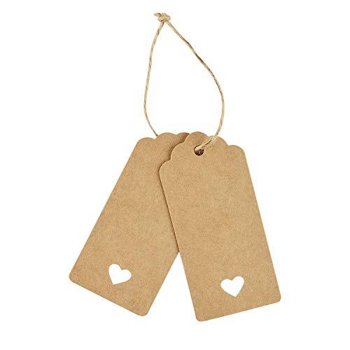 White Gift Tags, G2PLUS 100 Pcs Kraft Paper Gift Tag with 100 Feet Jute Twine String, Rectangle Christmas Gift Tags 3.5’’ x 1.7’&rsq