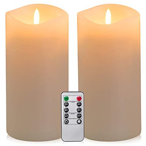 8" x 4" Large Battery Operated LED Flameless Decorative Candles Set with Remote Control Timer (No Moving Wick) - If you say i do