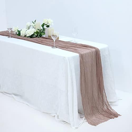 10FT Dusty Rose Cheesecloth Table Runner, Gauze Fabric Boho Wedding Arbor Decor - If you say i do