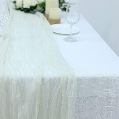 10FT Ivory Cheesecloth Table Runner, Gauze Fabric Boho Wedding Arbor Decor - If you say i do