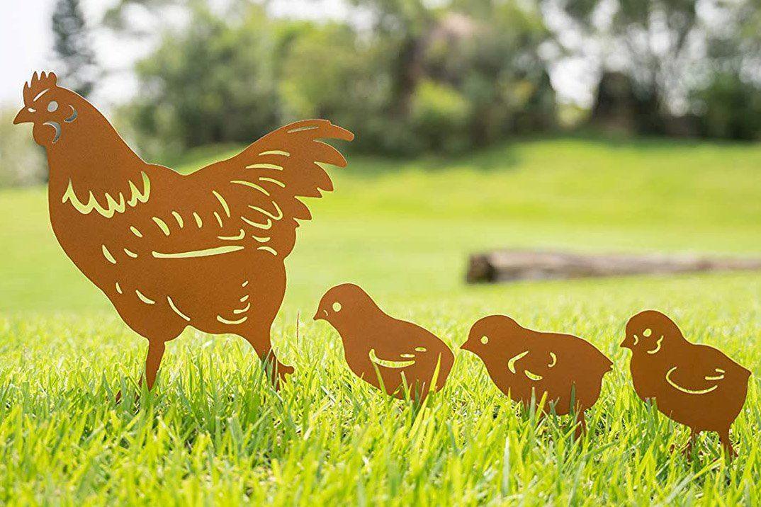 Decorative Garden Stakes-Chickens Family - If you say i do