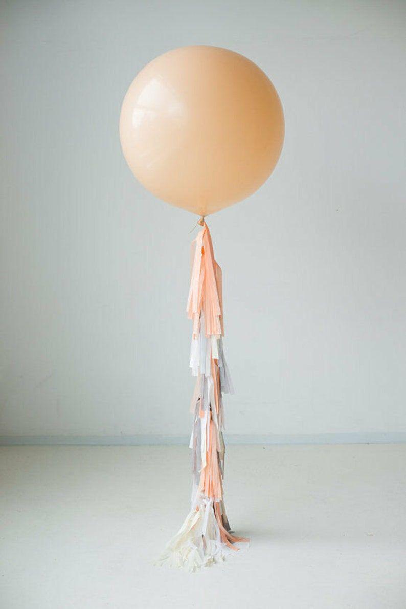 36 Inch Rose Gold Confetti Balloon, Giant Jumbo 3 Foot Balloon With Tassel  Tail 