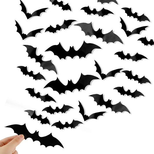Bats Wall Decor,120 Pcs 3D Bat Halloween Decoration Stickers for Home Décor 4 Size Waterproof Black Spooky Bats for Room Décor - If you say i do
