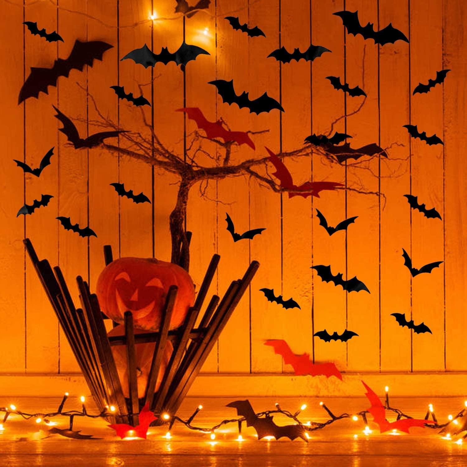 Bats Wall Decor,120 Pcs 3D Bat Halloween Decoration Stickers for Home Décor 4 Size Waterproof Black Spooky Bats for Room Décor - If you say i do
