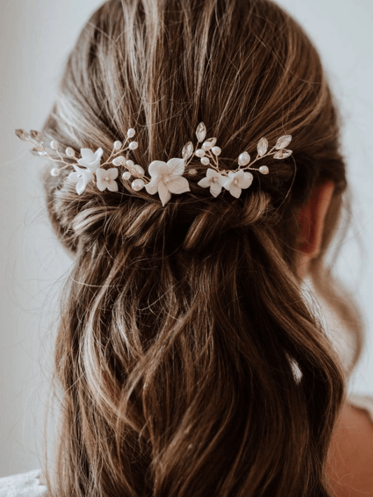 3pcs Flower & Faux Pearl Decor Wedding Hair Pin - If you say i do