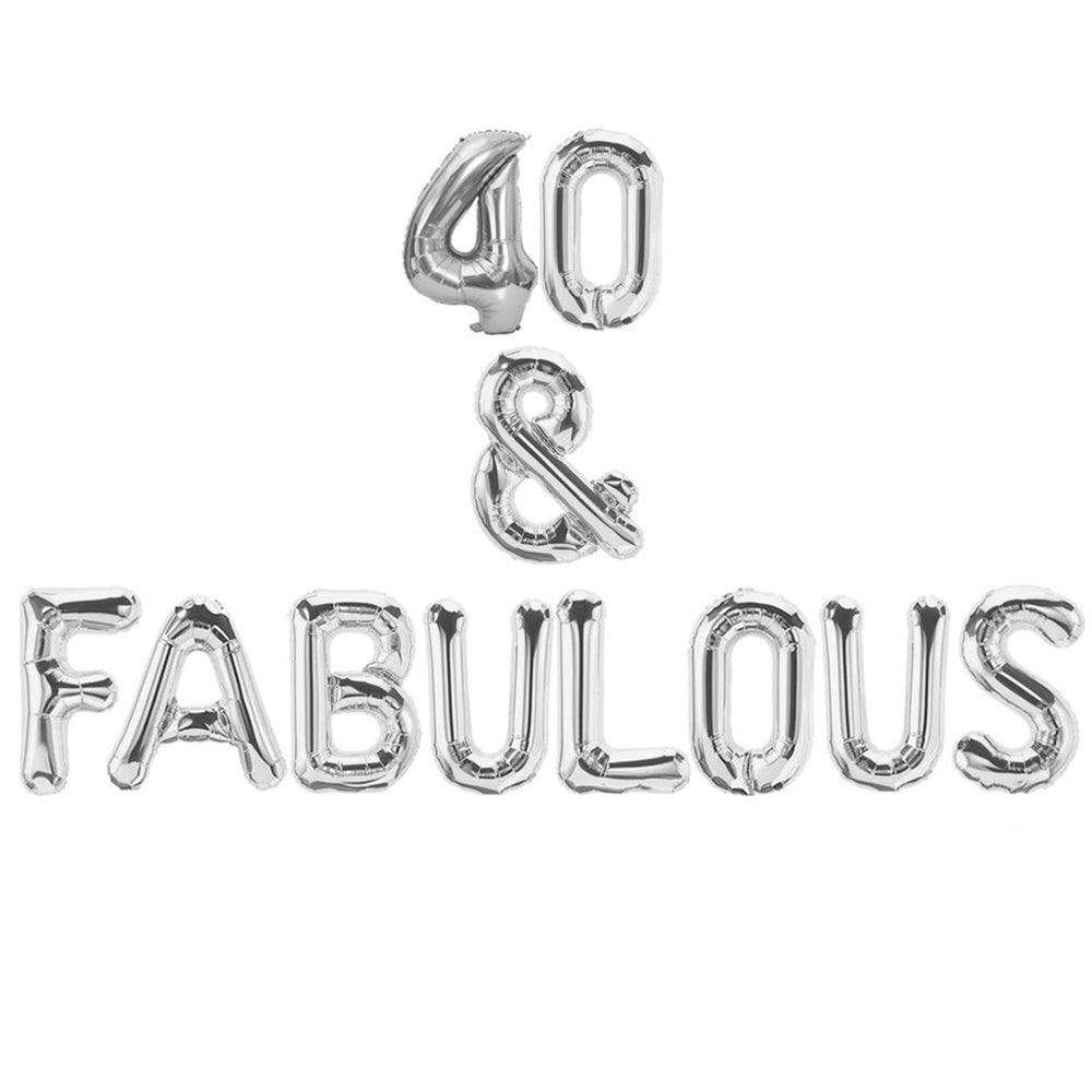 16 inch 40 & Fabulous Letter Balloon Banner - Gold, Rose Gold and Silver Birthday Party Decorations - DIY 40th Birthday Decorations - If you say i do