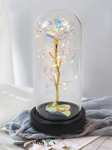 Christmas Rose Gift for her,Women's Gift Birthday Gifts Colorful Artificial Flower Rose Gift Led Light String on Colorful Flower - If you say i do