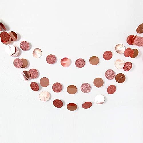 4 Strings of Glitter Rose Gold Circle Dots Garland Party Decorations Paper Polka Dots Hanging Streamer String Bunting Banner Backdrop Background Decor - If you say i do