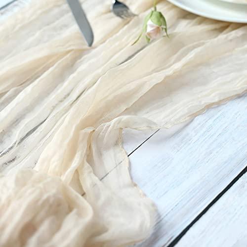 10FT Cream Cheesecloth Table Runner, Gauze Fabric Boho Wedding Arbor Decor - If you say i do
