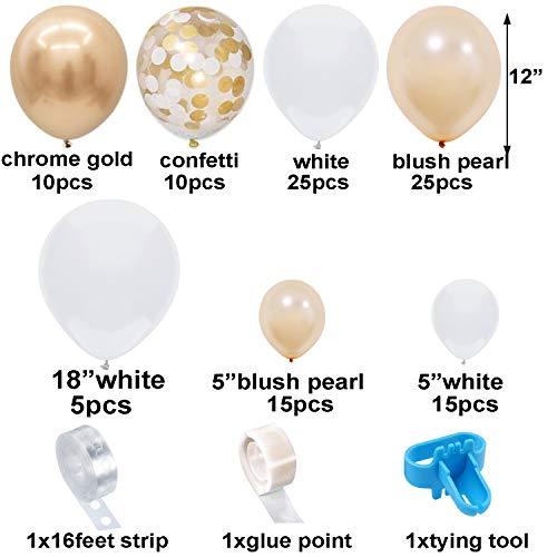 105Pcs 12Inch Balloon Garland Including Chrome Gold, White, Blush Pearl Confetti Balloons Decorations Backdrop Ideal for Wedding Birthday - If you say i do