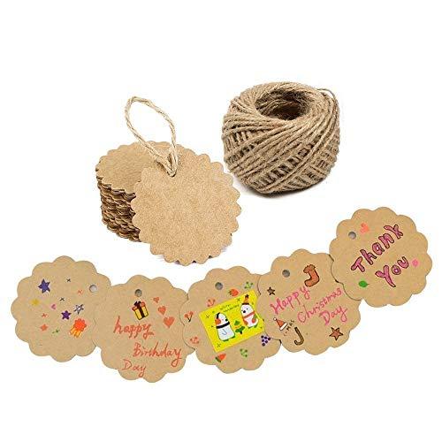 100pcs Kraft Paper Gift Tags - Perfect for Gifting with Blank Tags & Jute  Twine (Brown)