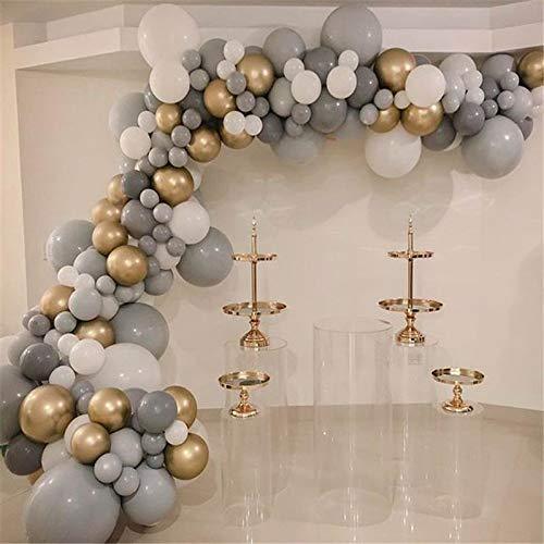 155Packs DIY Grey Balloons Garland Arch Kit-White-Chrome Metallic Gold Balloons for Wedding Birthday - If you say i do