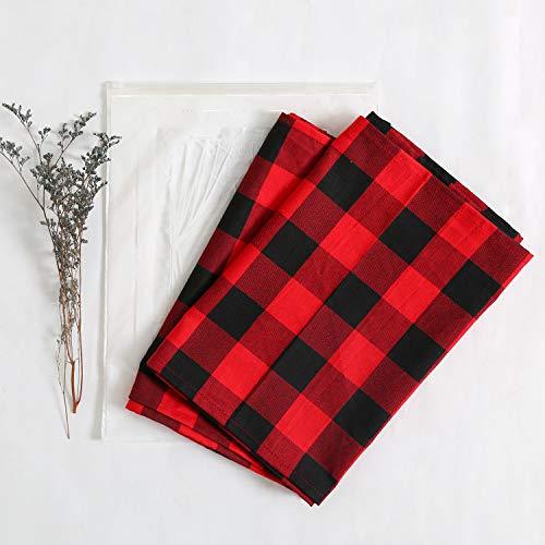 4 Pack Christmas Kitchen Towels, Black and Red Buffalo Plaid