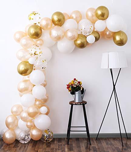 105Pcs 12Inch Balloon Garland Including Chrome Gold, White, Blush Pearl Confetti Balloons Decorations Backdrop Ideal for Wedding Birthday - If you say i do