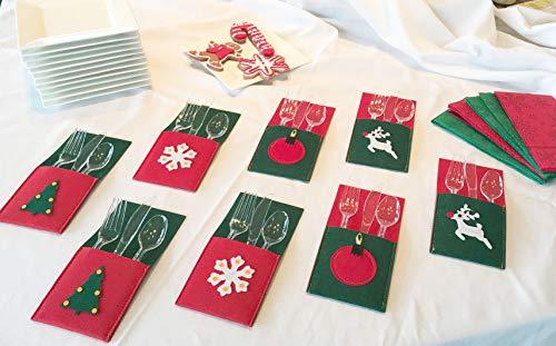 Christmas Silverware Holders for Festive and Fun Holiday Entertaining - 8 Pack of Sturdy Felt, Many Table Decoration Ideas - If you say i do
