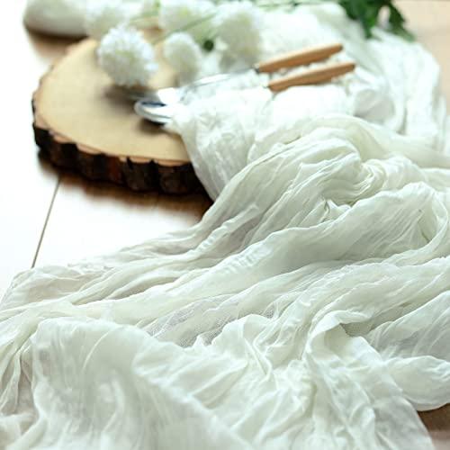 10FT Ivory Cheesecloth Table Runner, Gauze Fabric Boho Wedding Arbor Decor - If you say i do