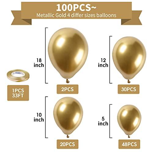 100PCS Gold Metallic Chrome Latex Balloon Arch Kit, 18In 12In 10In 5In Arch Garland For Baby Shower Engagement, Wedding, Birthday Party - If you say i do