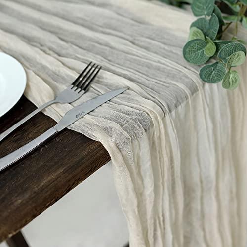 10FT Cream Cheesecloth Table Runner, Gauze Fabric Boho Wedding Arbor Decor - If you say i do