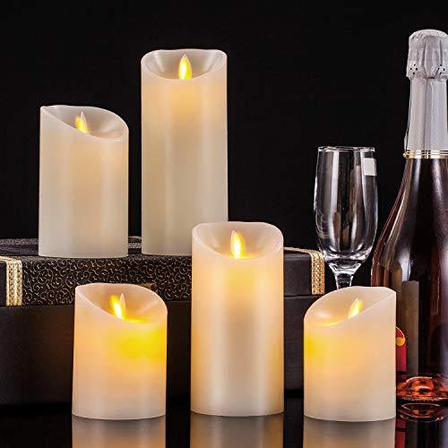 Flameless Candles Set of 5 Battery Operated LED Pillar Flickering Electric Candle Gift Set with Remote Control Cycling 24 Hours Timer - If you say i do